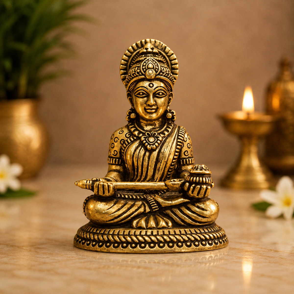 Golden Goddess Annapurna Ji Idol for Home Temple
