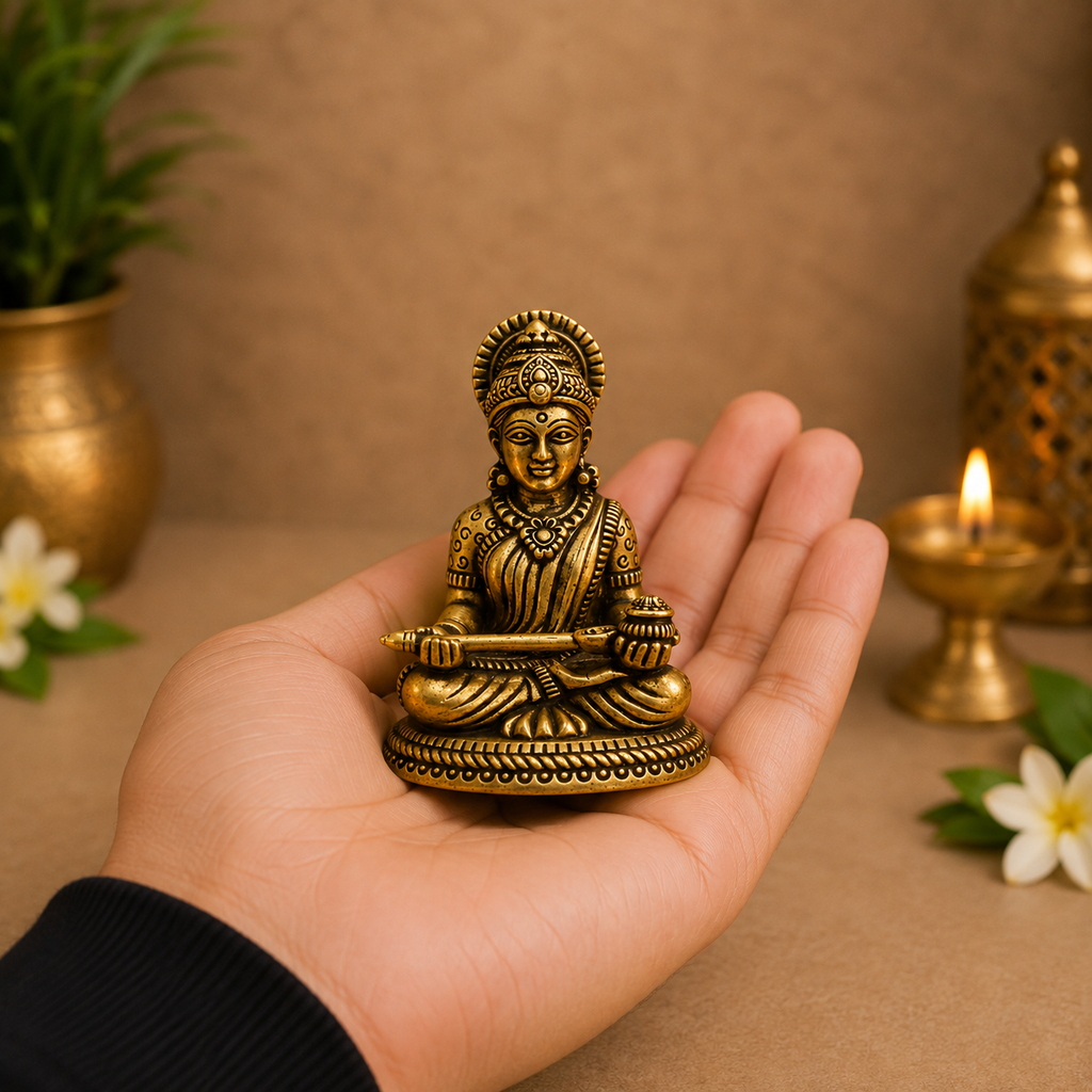 Golden Goddess Annapurna Ji Idol for Home Temple
