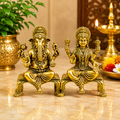 Golden Ganesh Lakshmi Idol Set for Home Puja