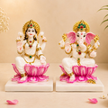 Lakshmi Ganesh Ji Pink Lotus Idol Set for Home Decor