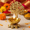 Golden Tree of Life Brass Diya for Home Decor