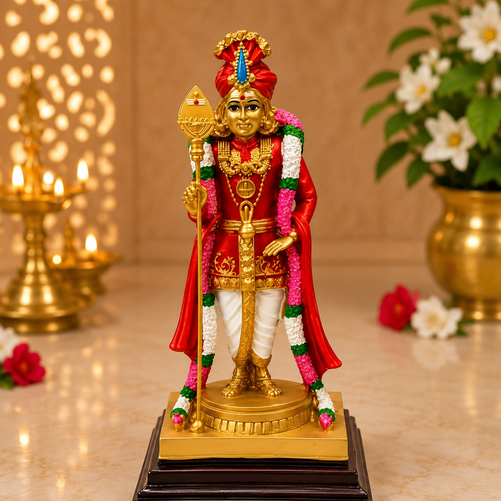 Lord Murugan Kartikeya Ji Golden Idol for Home Temple