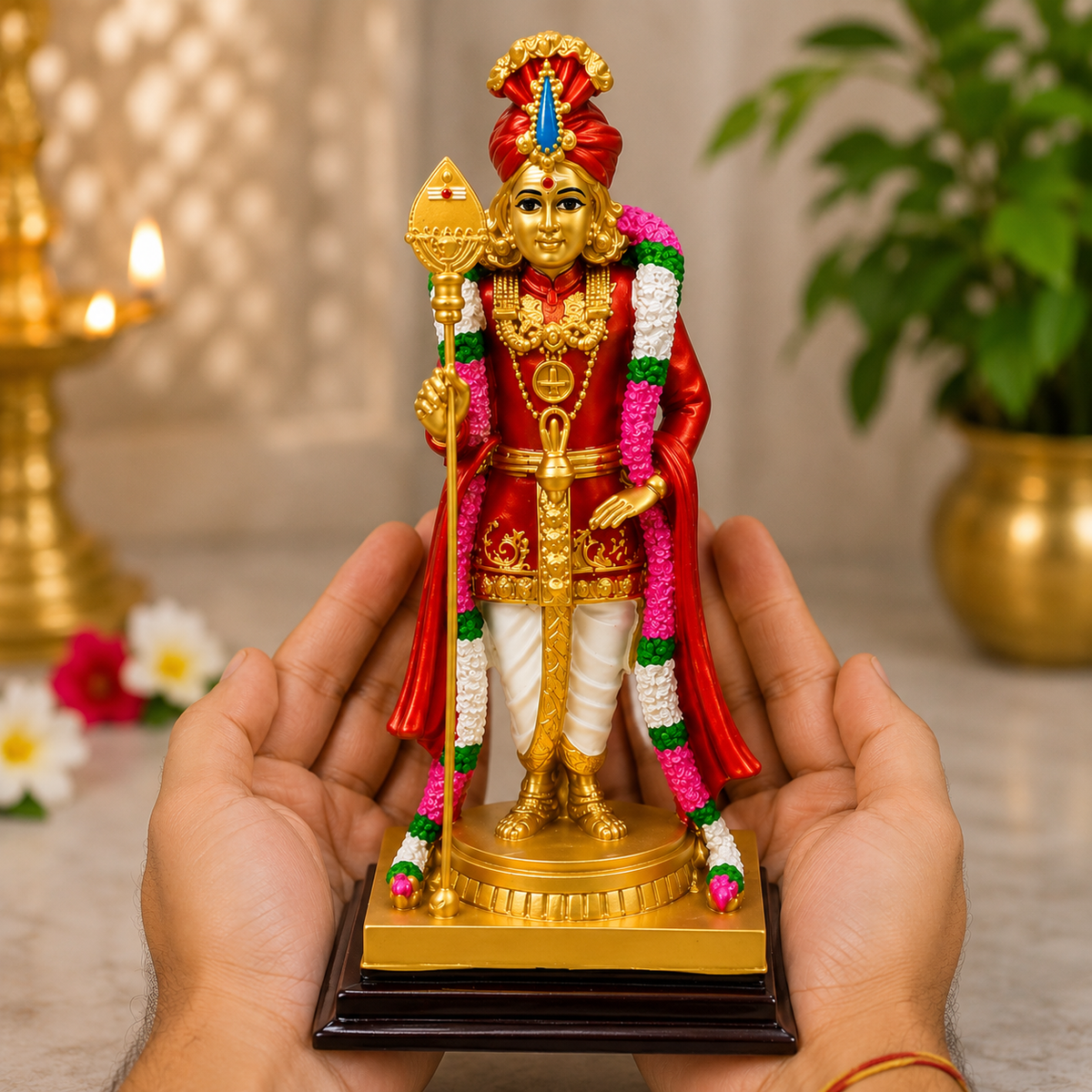 Lord Murugan Kartikeya Ji Golden Idol for Home Temple