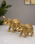 Golden Decorative Elephant Showpiece Set of 2