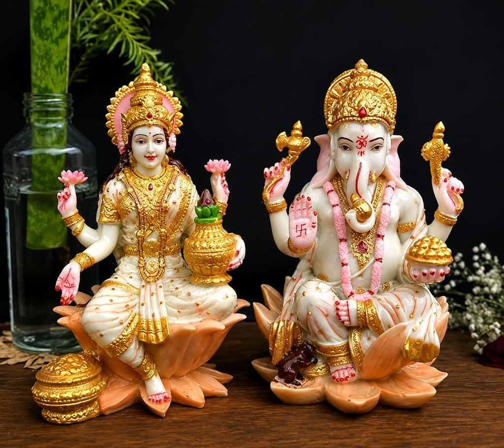 Lakshmi Ganesh Ji Idol Set for Home Temple Decor