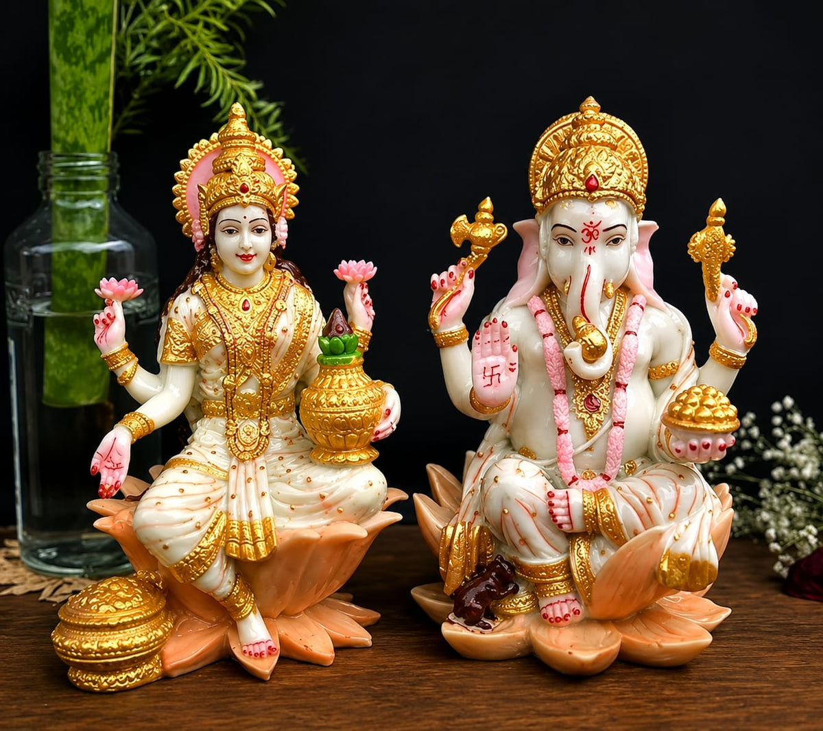 Lakshmi Ganesh Ji Idol Set for Home Temple Decor