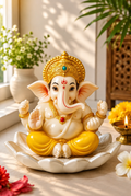 15cm Elegant Golden Ganesh Ji Idol for Home Decor