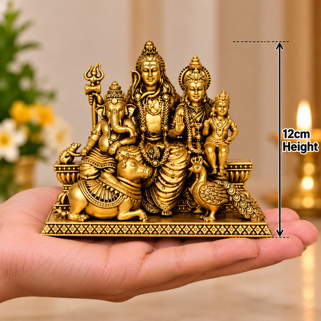 Golden Shiva Parvati Family Decorative Idol