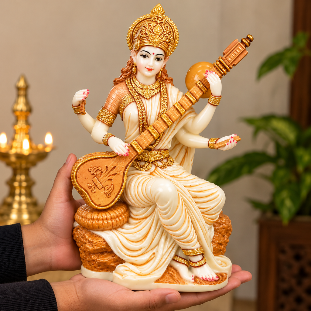Goddess Saraswati Idol with Veena for Home Decor