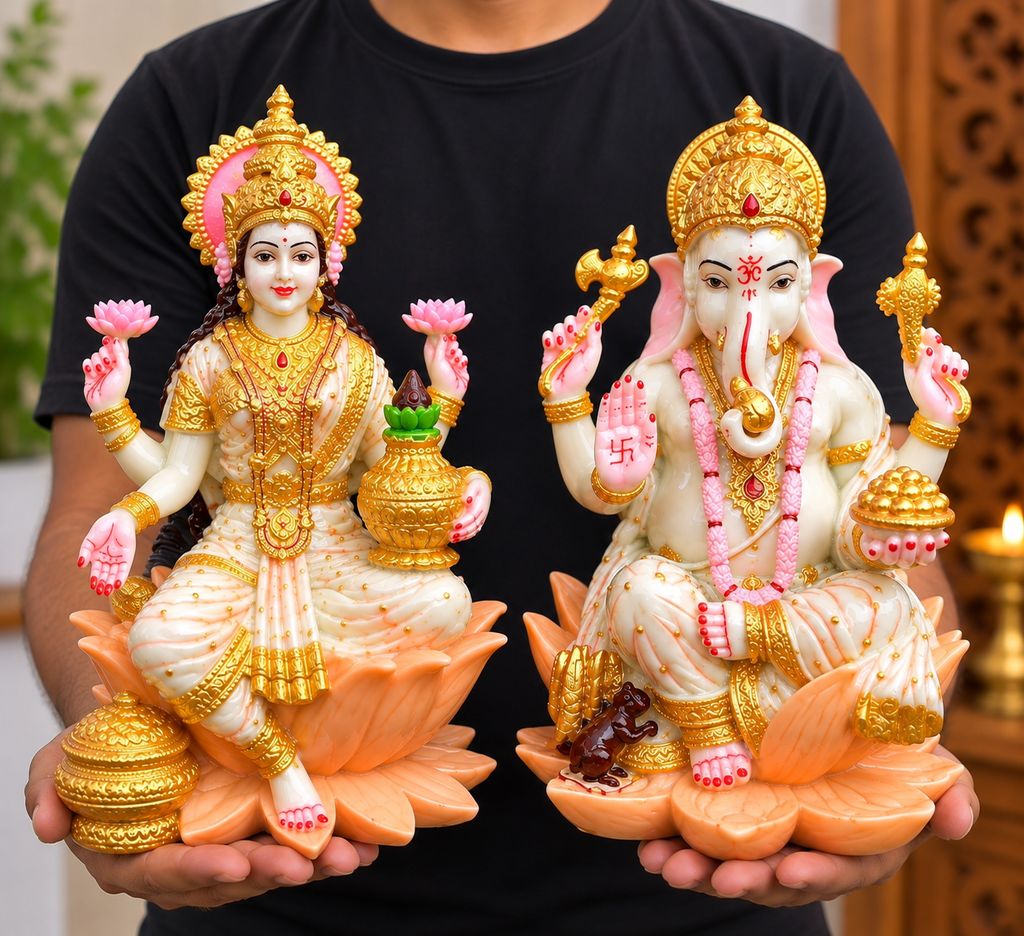 Lakshmi Ganesh Ji Idol Set for Home Temple Decor
