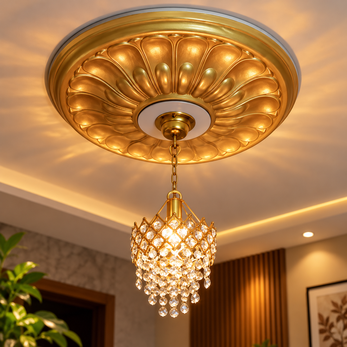Golden Crystal Chandelier Light for Luxury Home Decor