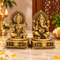 Antique Gold Lakshmi Ganesha Idol Set for Home Decor